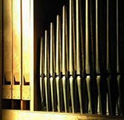 Front mouth pipe organ stops (wood and tin)