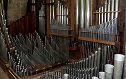 Organ pipes, interior view of thefoudation